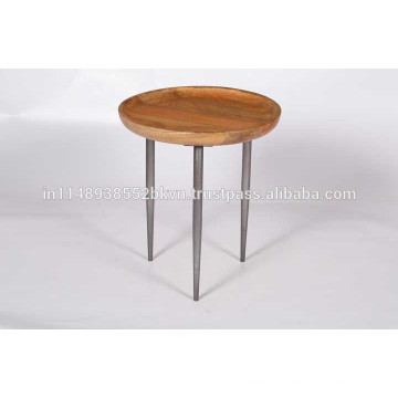 Round Side Table with iron legs